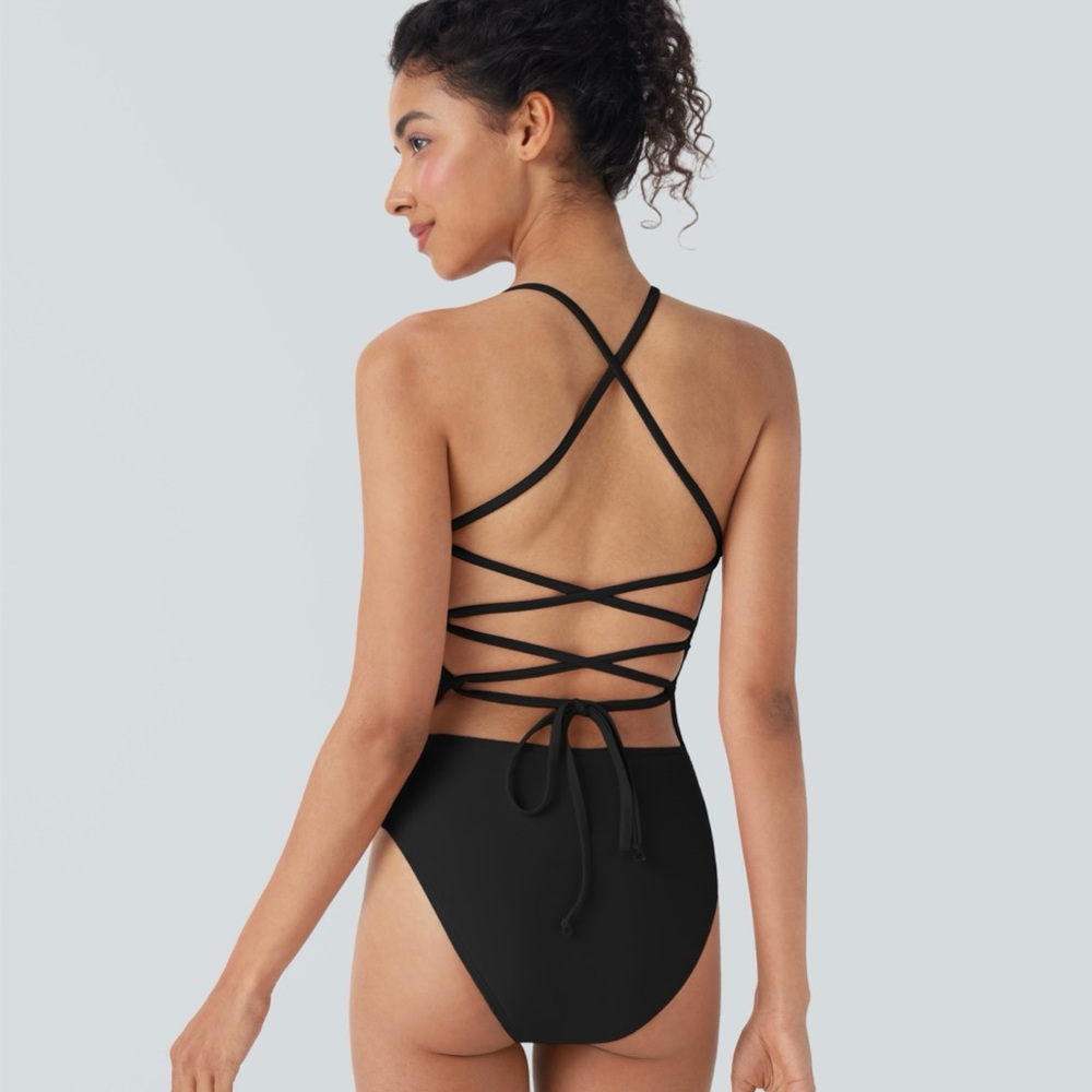 Halara Lace Up One Piece Swimsuit